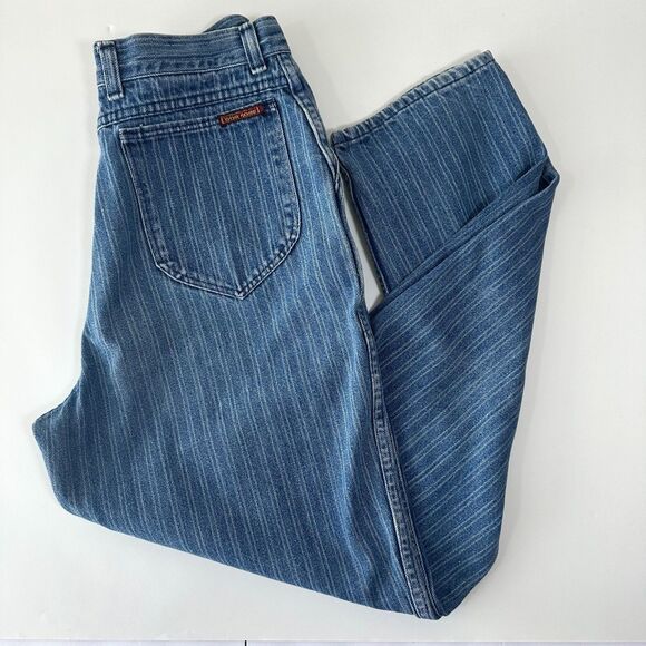 Vintage 80s Bonjour Jeans Pleated Tapered High Waist Pinstripe Size 10 USA - Picture 1 of 10